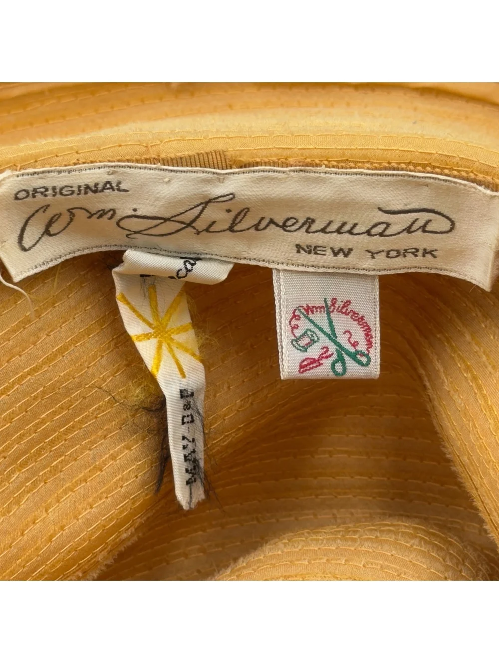 Vintage 1960s Elegant Wide Brim Pleated Mustard Yellow Hat with Bow Accent